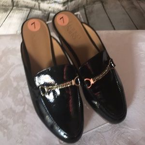 Franco Sarto Women Black Patent Slip On Shoes Sz 7